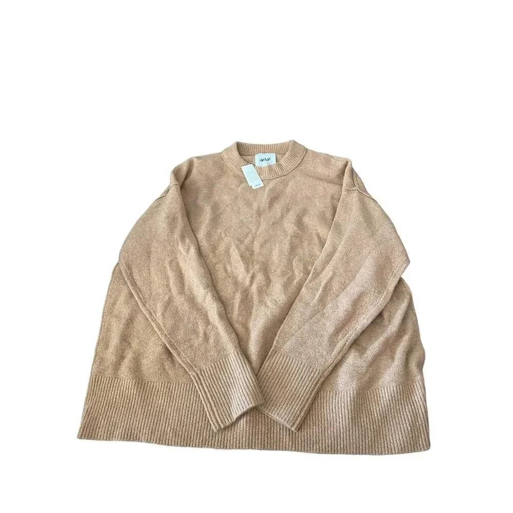 Aerie Women's Beige Long Sleeve Crew Neck Pullover Sweater Size Small